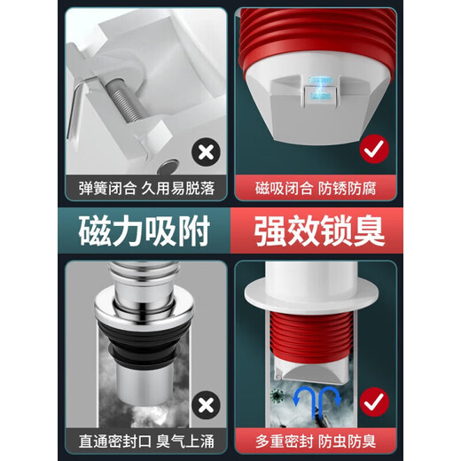Fengxi sewer pipe anti-odor artifact basin 50 drainage anti-odor sealing plug pipe 75 kitchen channel backwater overflow anti-odor