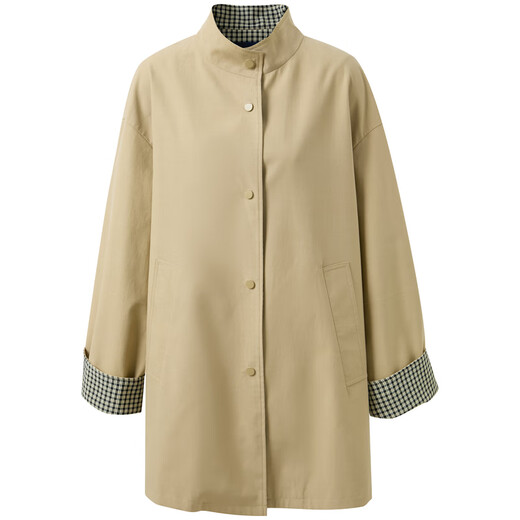 Tricolor Lyocell 2025 Autumn New Mid-Length Windbreaker Jacket Stand Collar Loose Casual M Brown M 160/84A Loose Fit Can Be Taken Small