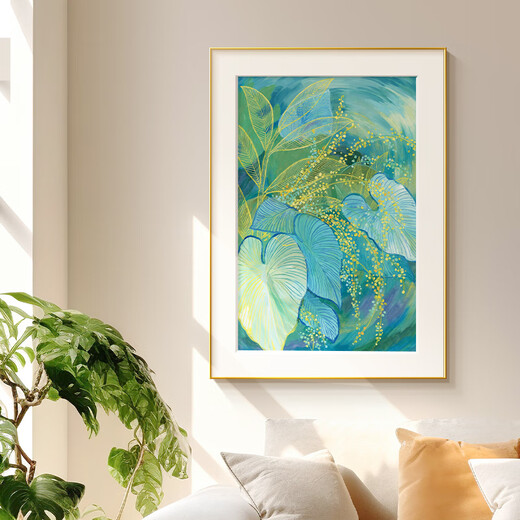 Long time no see Lin Yun Cream style living room decoration painting green plants abstract sofa background wall artistic restaurant hanging painting