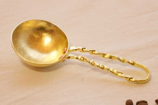 Shuangshan (SHIMOYAMA) handmade brass coffee spoon, copper coffee bean spoon, dessert spoon, brass tea spoon, measuring spoon, household creative copper spoon, brass spoon