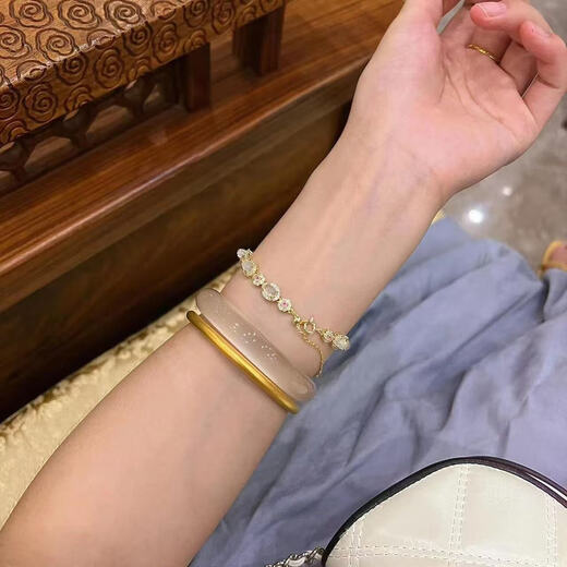 White Moonlight Bracelet Moonlight Jade Hand Girls Versatile Cat Eye Lychee Jelly Bracelet Bracelet Gift Bracelet Women Jelly Color Bracelet
