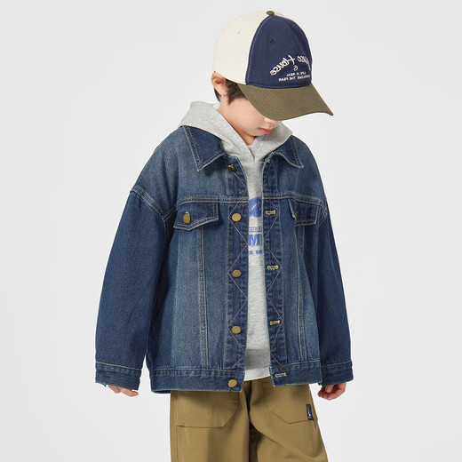 Duojia placket rhombus boys' denim spring children's workwear casual jackets for middle-aged and older children handsome and stylish jackets