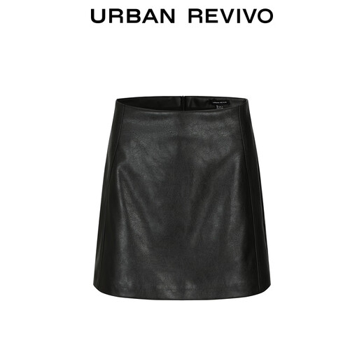 Ur [Hot] 2025 Autumn New Women's Streamer Punk Leather Falda corta UWJ550056 Negro S