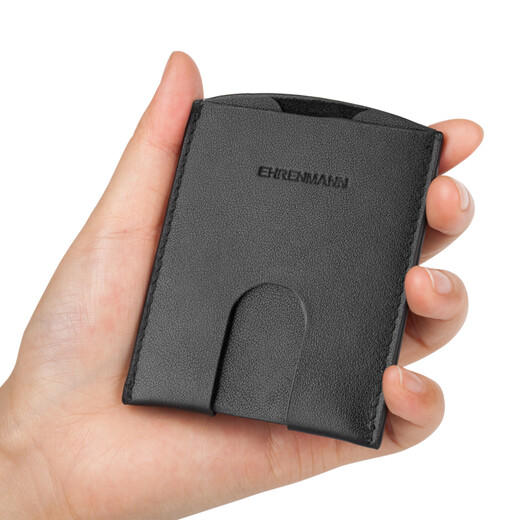 Ehrenmann [sac à empreinte ultra-mince] Sac de carte de vache de première couche pour hommes, ultra-mince et mini sac de carte compact pour contrôle d'accès au bus marron