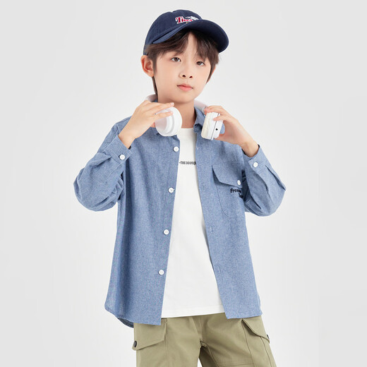 Duojia Old Money Style Shirts Boys' Shirts and Jackets Spring and Autumn Retro Washed Children's Imitation Denim Casual Tops