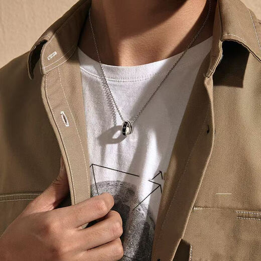Knight's Ring Necklace Men's Double Ring Ring Pendant Boys' Trendy Niche Hip-Hop Fashion Decoration for Boyfriend Necklace