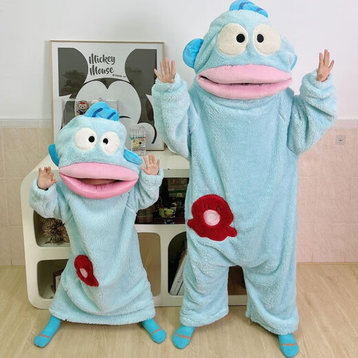 Manlinmu Ugly Fish One-piece Pajamas Ugly Fish Children's Cute Funny One-piece Pajamas Boys and Girls Autumn and Winter Thickened Coral Velvet Ugly 661 Ugly Fish Pajamas Children's S Children 140-150cm68-85