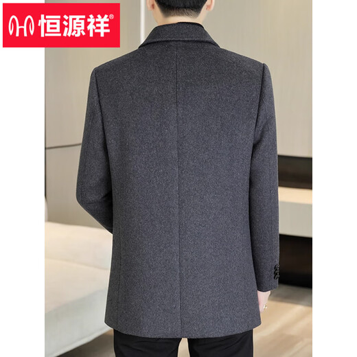Hengyuanxiang new high-end woolen coat men's mid-length 2025 autumn and winter wool coat removable liner black 88630 XL 180 (recommended 130-145Jin Jin equals 0.5 kg)