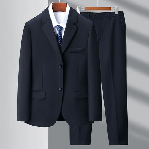 Lilan wool suit suit for men, professional formal work suit, banquet wedding dress, plus size men, navy blue middle slit 2XL 185/100