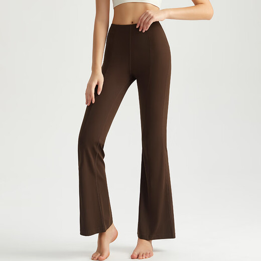 LULULMCCTN High Waist Hip Lifting Yoga Flare Pants Women's Slim Fit Fitness Pants Naked Feeling Pilates Training Fitness Pants Qingyan Gray L