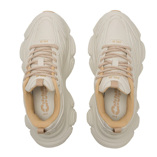 MLB Official Men's and Women's Shoes Sports Mesh Heightened Running Shoes 25 Winter New Casual Shoes 3ASHW005N New York Yankees/Cream 37.5 (235mm)