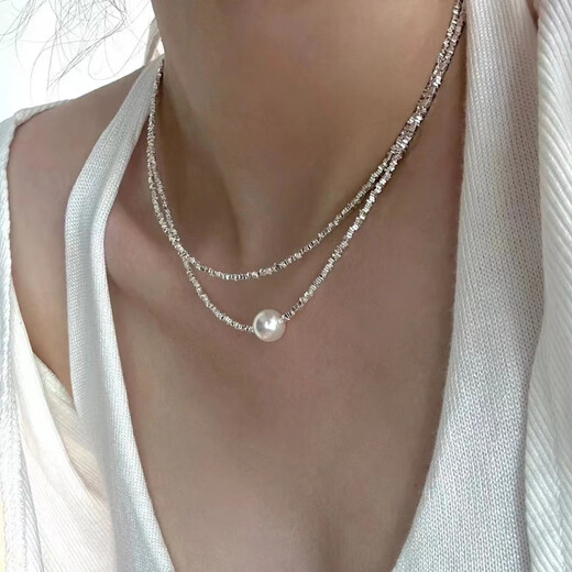 Baroque pearl necklace for women, sterling silver, a few taels of broken bone, niche design, powerful necklace