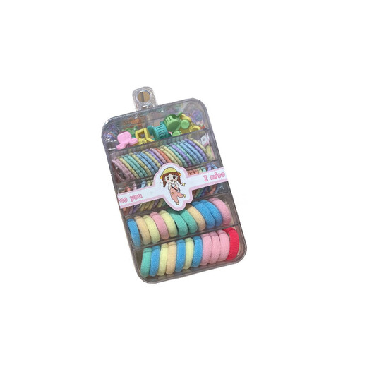Garnbei's new candy-colored hair tie rubber band for children that does not hurt the hair, hair rope, girl's box, hair tie, baby hair rope headdress, sweet color box set, 1 piece