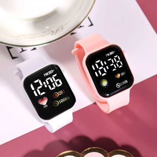 Other brands of high-looking LED watches, fashionable square student technology sense, super luminous digital personalized sports, pink