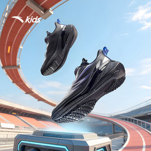 安踏儿童跑鞋男大童2025秋冬革面弓速运动跑步鞋312545501N