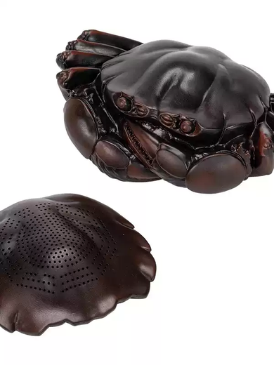 The middle shopkeeper's Purple Pottery Crab Windfall General Tea Pet Tea Strainer Purple Pottery One-piece Filter Set Can Raise Ornaments Household Tea Filter Crab Tea Strainer/Ornament-Purple Pottery