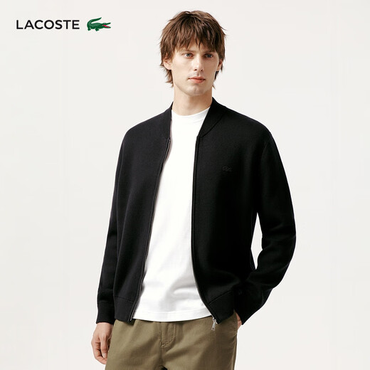 LACOSTE法国鳄鱼男装25秋冬新款羊毛混纺飞行员夹克针织衫|AH5177 031/黑色 XL 6
