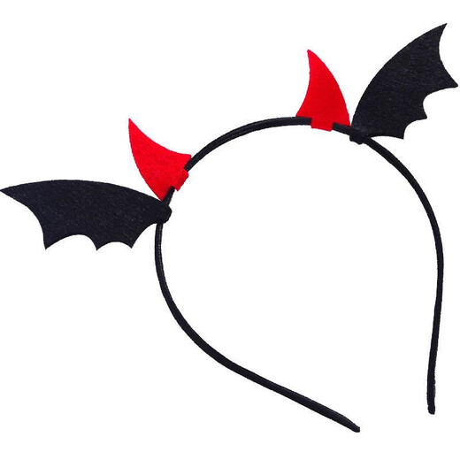 Muyu Party Decoration Funny Headband Halloween Horror Pumpkin Head Headband Tricky Creative Hairpin Cartoon Hair Accessory Headband Red Horns Black Wings Headband One Pack