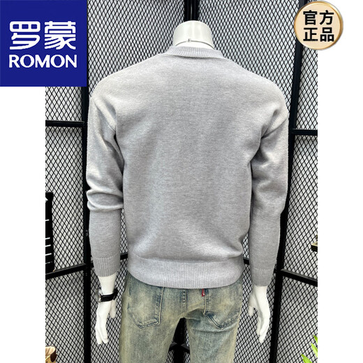 ROMON Henry Collar Gray Sweater Retro High Street Solid Color Autumn Sweater Men's Simple Design Lazy Casual Style Gray M 100-120Jin Jin equals 0.5 kg