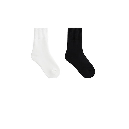 Annai children's clothing girls and boys mid-calf socks two pairs of 2025 winter new socks (off-white + black) 13 years and above
