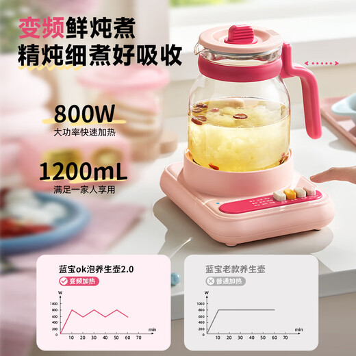 BLAUPUNKT 0 glue all-glass health pot teapot constant temperature kettle kettle soft sound insulation all-in-one mini office home flower teapot stew pot adventure blue with stew pot