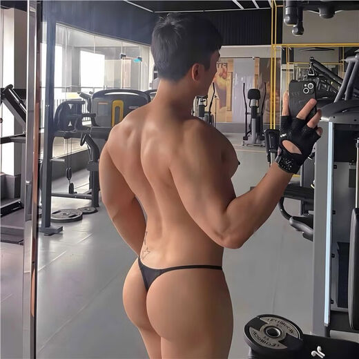 Men's thong thin edge U convex large bag tight low waist sexy and interesting men's breathable pants underwear trend attack 0 sky blue S confidential delivery