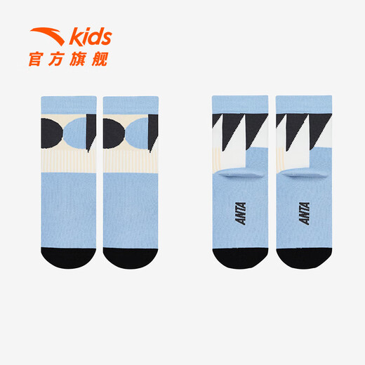 ANTA regular boys and girls 2025 winter trendy printed running socks medium socks antibacterial socks 392548336 Blue-2 10-12 years old (L)