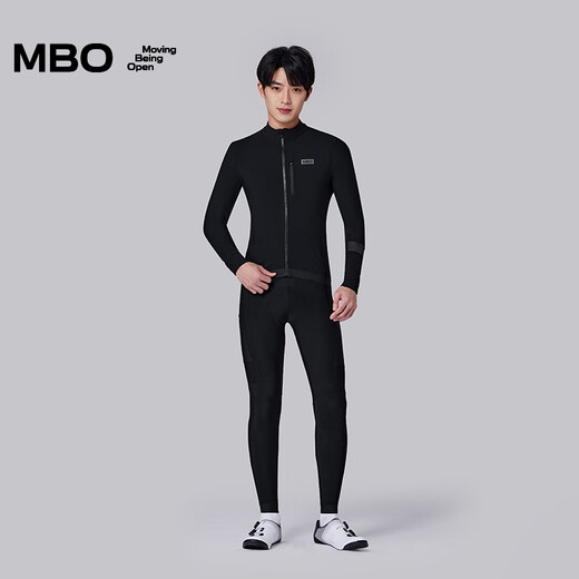 MBO New Color LightWarm Men's Autumn and Winter Light and Warm All-Match Fleece Cycling Jersey C161 Black L