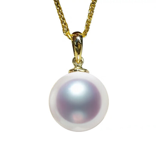 Wanke Old Phoenix Natural Seawater AKOYA Pearl Pendant 18K Gold Single Clavicle Chain Tiannv Pearl for Girlfriend’s Birthday Gift 10-10mm