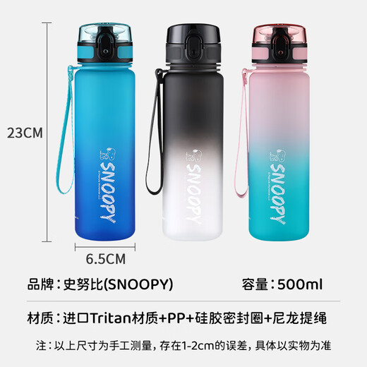 Snoopy (SNOOPY) children's water cup summer portable large-capacity drop-proof and leak-proof drinking cup for male and female primary school students one-click direct drinking cup blue