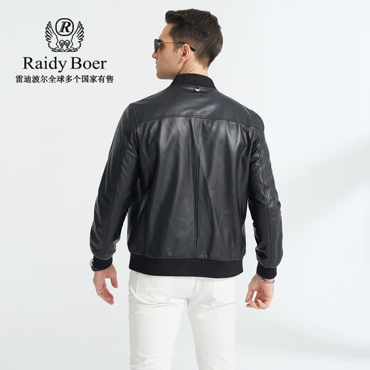 Radibol leather jacket for men spring and summer new style embossed LOGO sheepskin baseball collar men's leather jacket jacket black S 165_46_