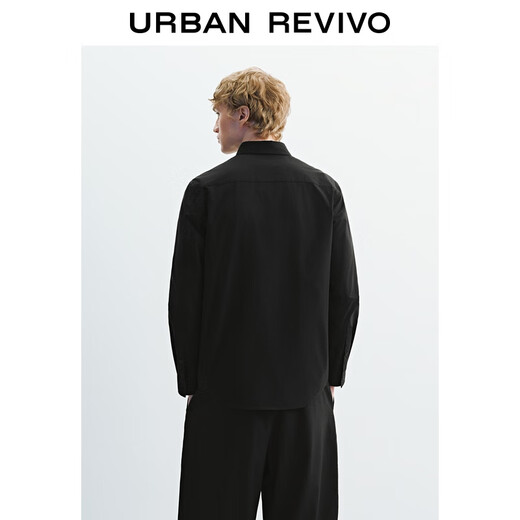 UR2026 spring new men's simple temperament commuting versatile lapel cardigan shirt UMM250050 black L