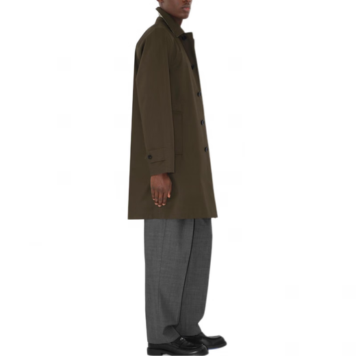 BURBERRY新年礼物博柏利 纽扣开合中长款风衣 男款 杜松绿 均码 48