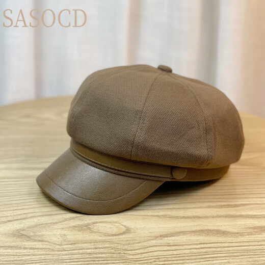 SASOCD autumn and winter duck-tongued hat for women Japanese casual retro painter's hat beret showing face little British all-match octagonal hat black one size fits all adult 54-58 adjustable