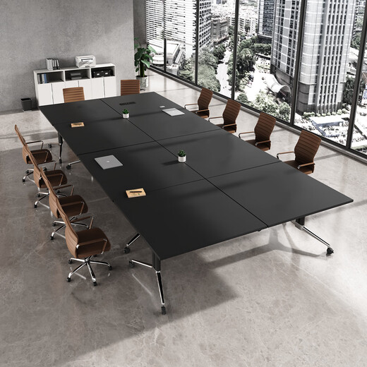 迈亚家具折叠会议桌可移动长条桌移动拼接折叠桌多功能大书桌培训桌包送装 1.6*0.8米 商务黑【无插排】包安装