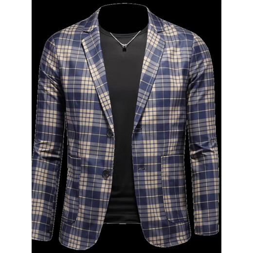 YISHION spring and autumn new fashion design classic plaid suit jacket men's trendy slim temperament versatile casual picture color M 90-110