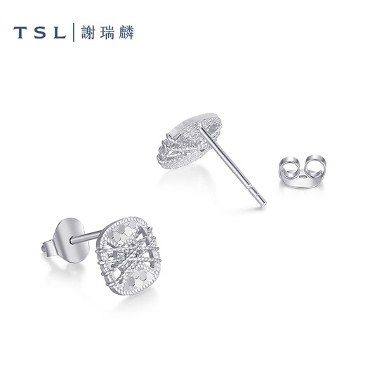 Xie Ruilin (TSL) platinum earrings square simple Pt platinum earrings women's earrings BF443 pair (about 2.0g)
