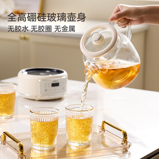Colorful Dingdang (QICAIDINGDANG) health kettle all glass health kettle teapot health kettle glass thermostatic kettle all glass health kettle tea boiler thermostatic kettle all glass 0 glue Snow White - Standard 1.2L