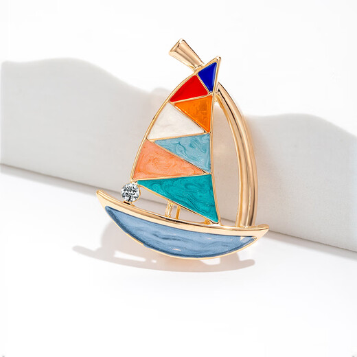 Mendali brooch for women, delicate micro-inlay craftsmanship, high-end fashion corsage brooch for sailing suit, niche design, gold-color style