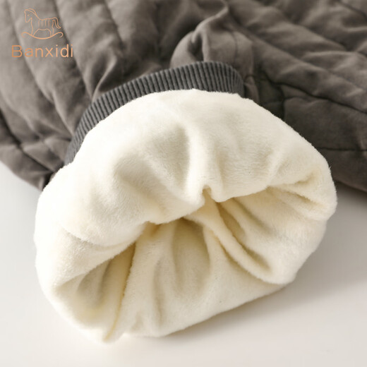 Banxidi Girls Suit Autumn and Winter Clothing 2025 New Children's Jacket Pants Plus Velvet Padded Clothes Baby Winter Children's Clothing Beige 80