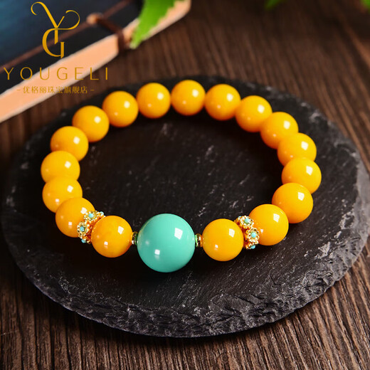 Yogurt Natural Beeswax Bracelet Round Single Circle Bracelet Temperament Turquoise Jewelry Ancient Style Elegant Women's Bracelet Beads 10mm