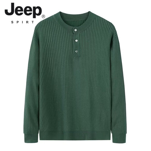 JEEP SPIRIT Henry collar long-sleeved sweater men's autumn American high-end muscular men's fitness all-match slim tight T-shirt B506 white M
