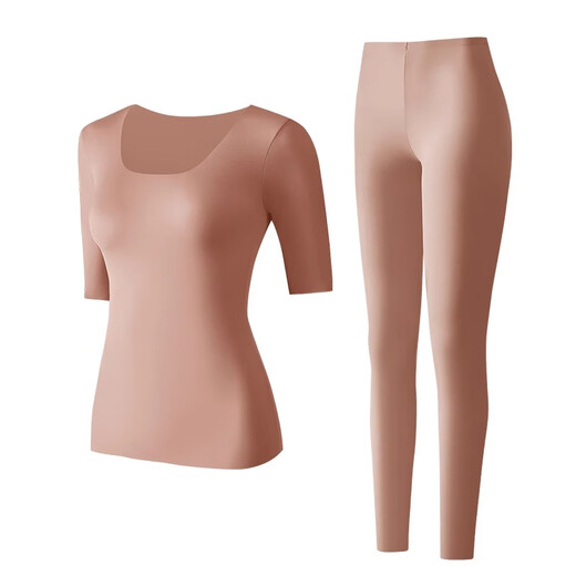 Skin-beautifying clothing, special invisible bottoming shirt for brides and grooms, winter wedding thermal underwear, round-neck facial mask, skin-beautifying and skin-beautifying clothing, special for wedding dresses - light skin tone - suit L (weight 90-130Jin Jin is equal to 0.5kg)