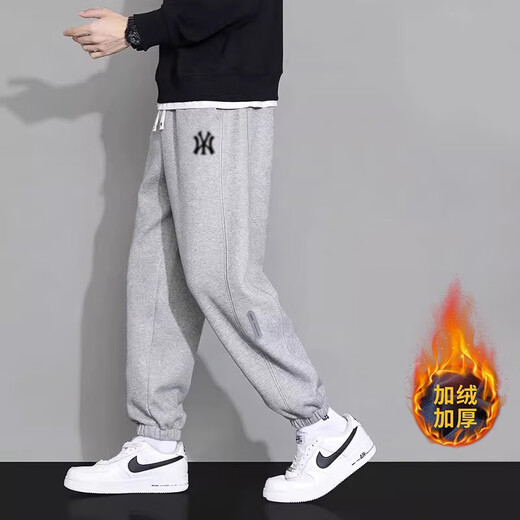 C.MATK casual pants men's autumn and winter new sports trousers men's versatile loose leggings warm velvet men's trousers black-B plus velvet XL