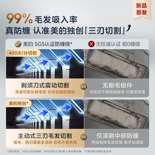 美的（Midea）灵眸V15pro 扫地机器人扫拖一体自动清洗 热水智能 柔性械臂大吸力 拖布抬升除菌拖地机 V15pro白色水箱版