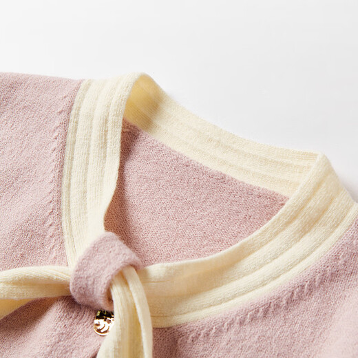 Xiangying Xiaoxiangfeng round neck knitted cardigan for women 2025 winter new style bow miu purple sweater jacket purple S