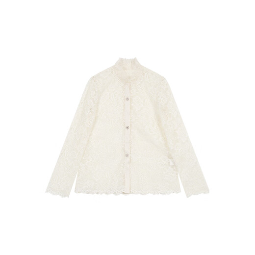 Du Butipitao's original gentle poem autumn slimming temperament long-sleeved white lace bottoming shirt suit shawl + shirt XS