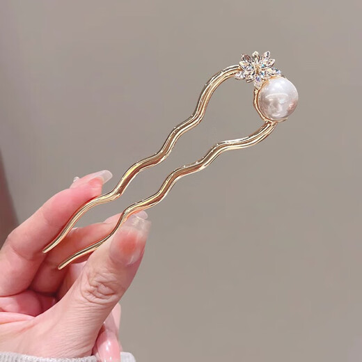KZD old phoenix two generations happy flower hairpin ladies imitation pearl ancient style modern hairpin U-shaped hairpin comb