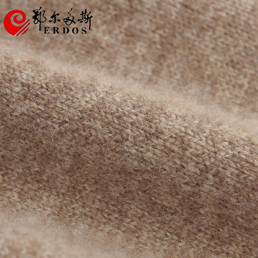 ERDOS Ordos cashmere sweater men's 100% pure cashmere thick winter new brand men's business casual henley collar wool clip-on camel S 160