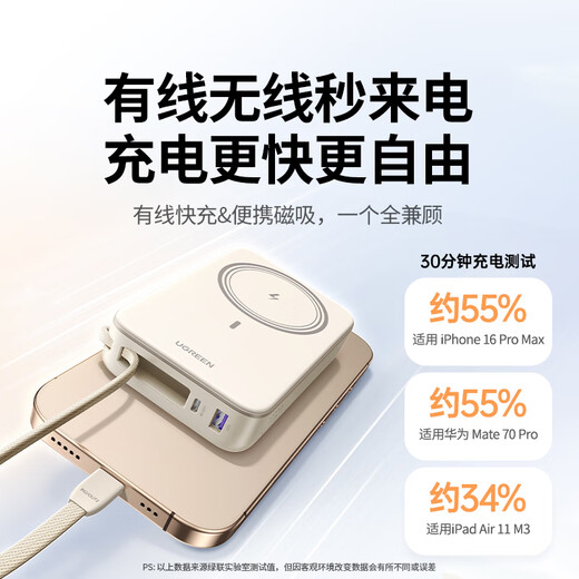 Greenlink 3C certified, can be used on airplanes, iPhone17 magnetic wireless power bank comes with 20000 mAh 30W fast charging power bank, compatible with MagSafe Apple 16/15